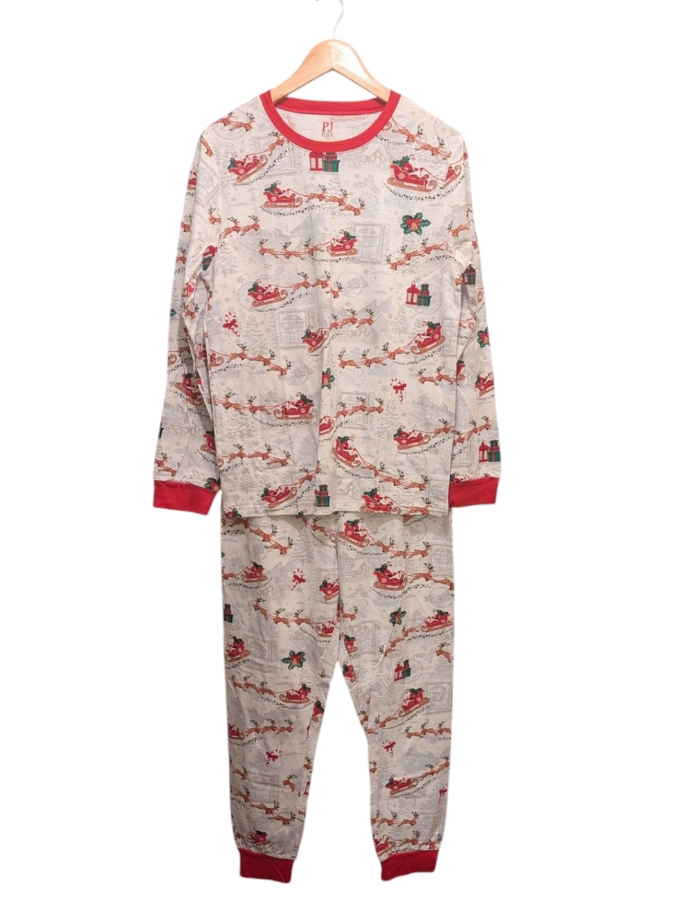 PJ Place  Holiday Santa Sleigh Pajama Set Size Medium